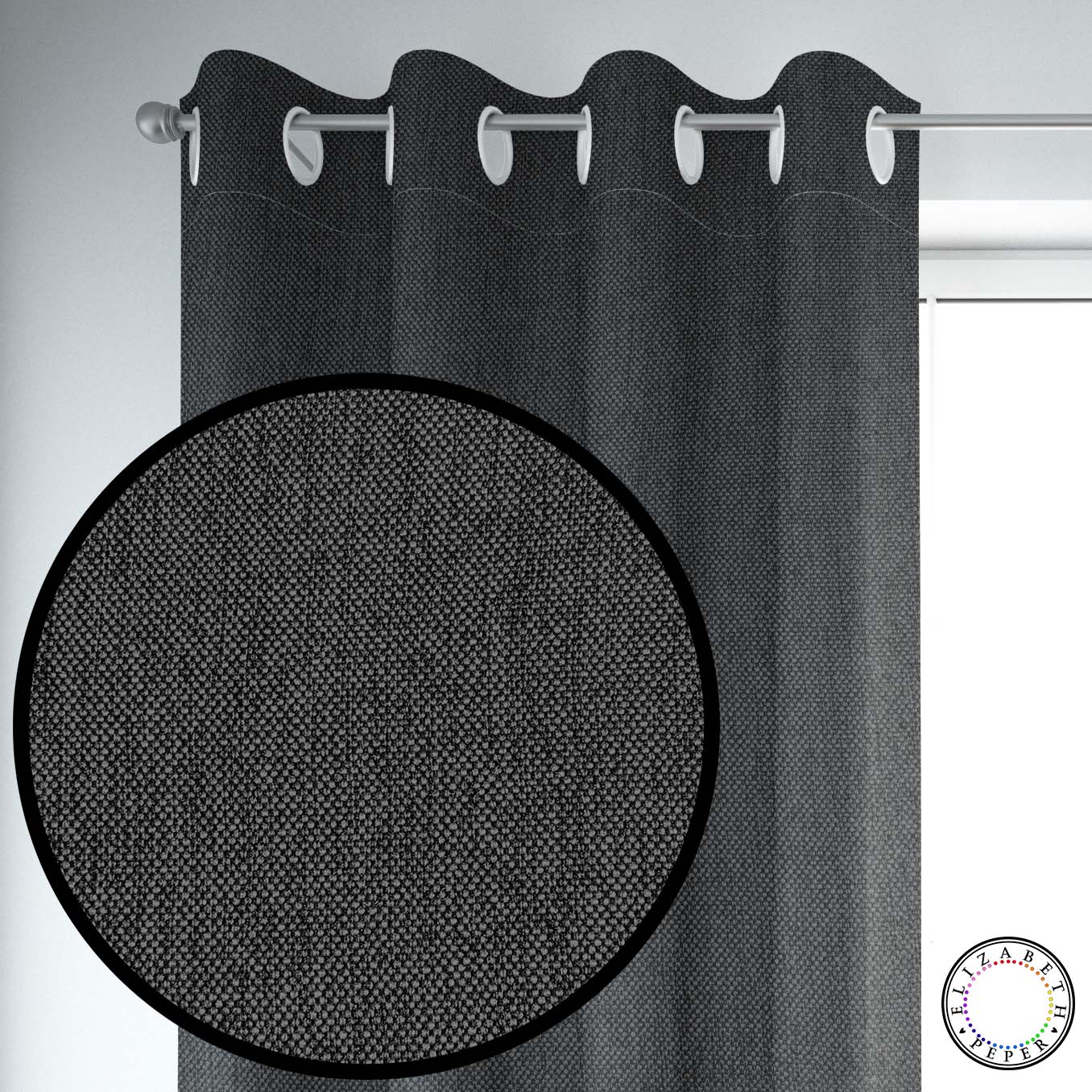 Set de Cortinas Textura Lino 2 Paños de 145 x 220 cm Negro