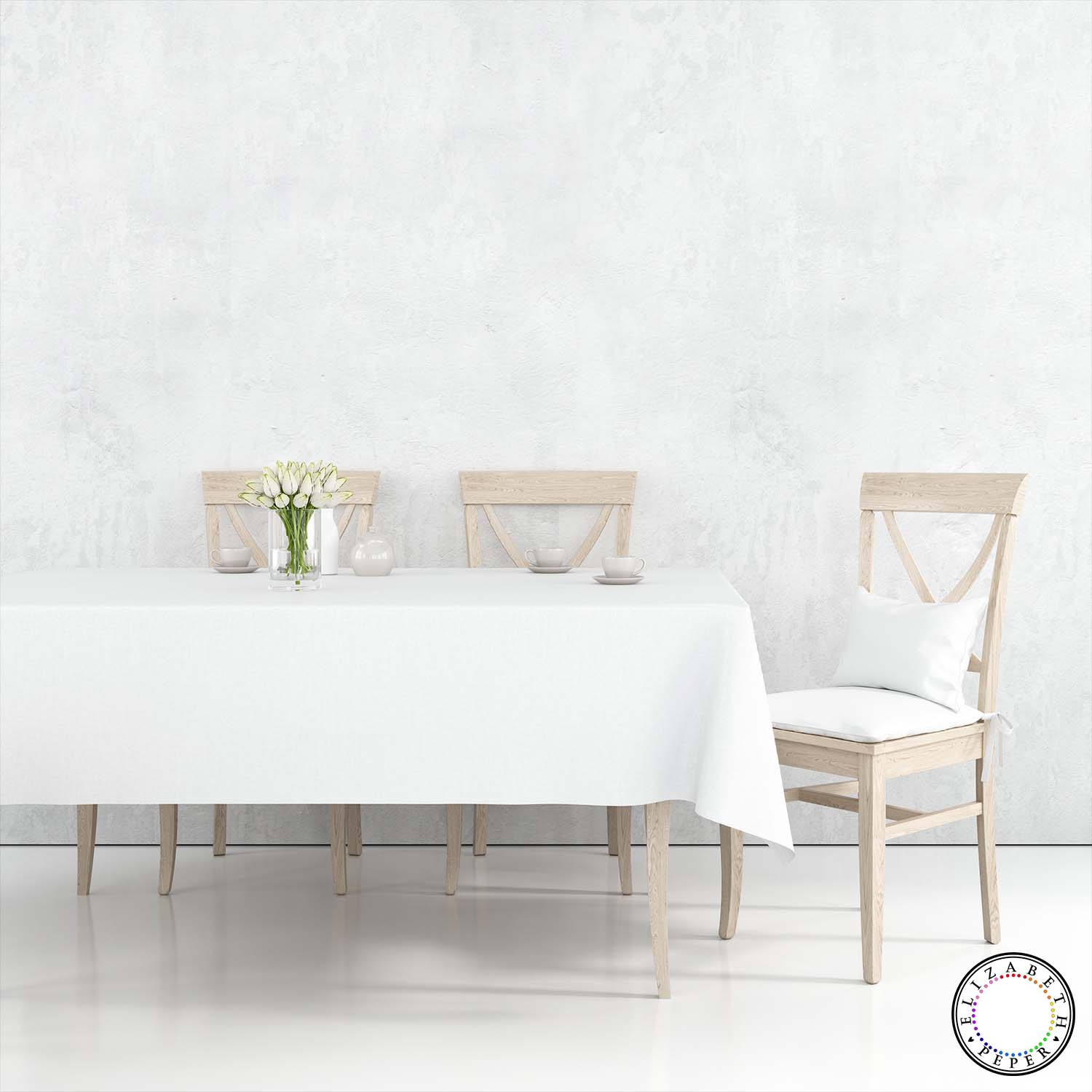 Mantel Para Mesa De Tela Color Blanco