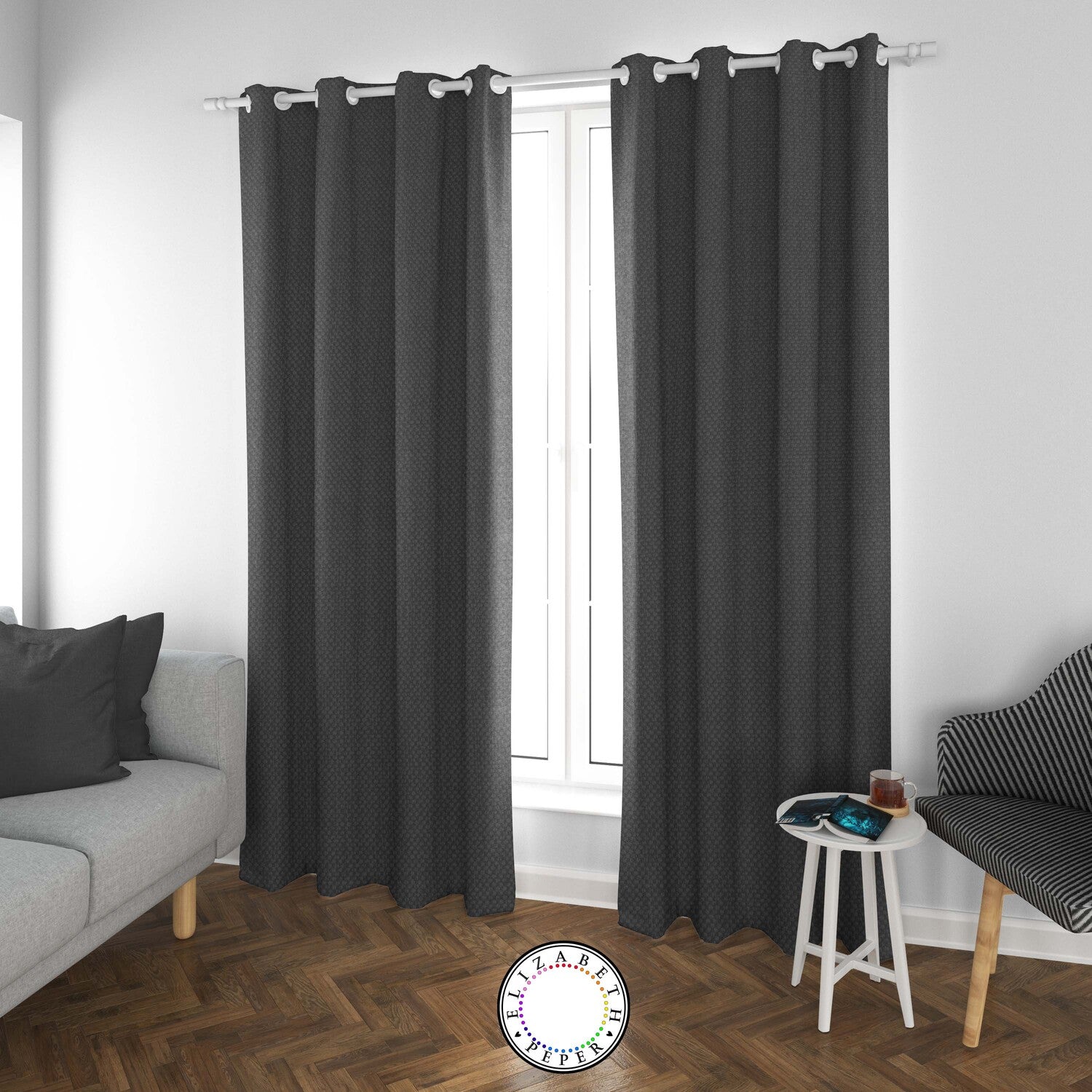 Set de Cortinas Textura Lino 2 Paños de 145 x 220 cm Negro