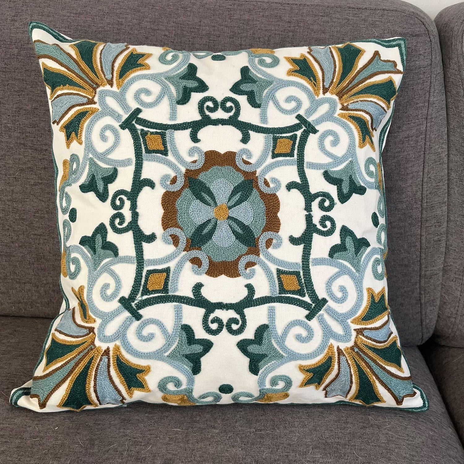 Funda Cojin Decorativo Diseño Azulejo Turquesa