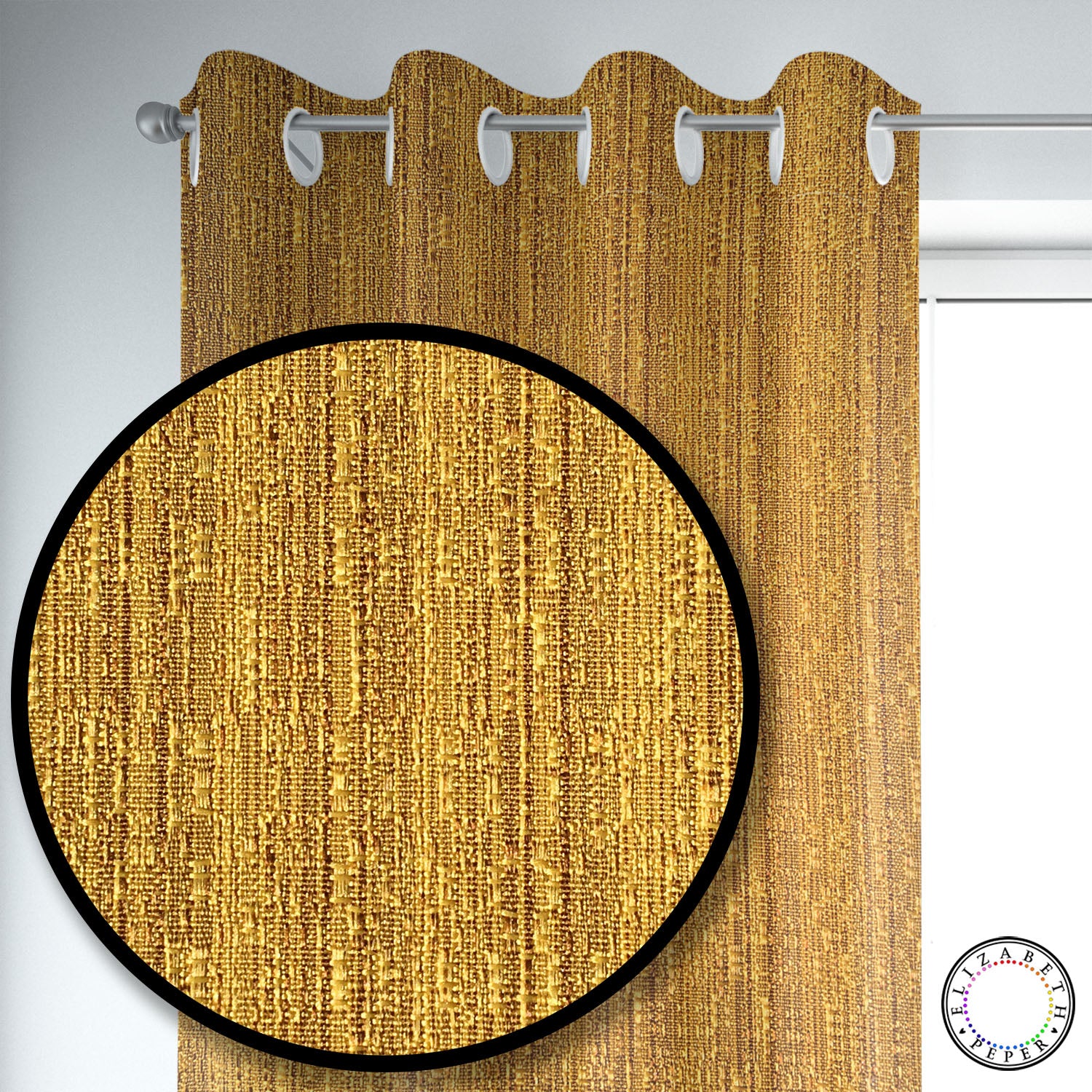 Set de Cortinas Hogar 2 Paños de 140 x 220 cm Dorado