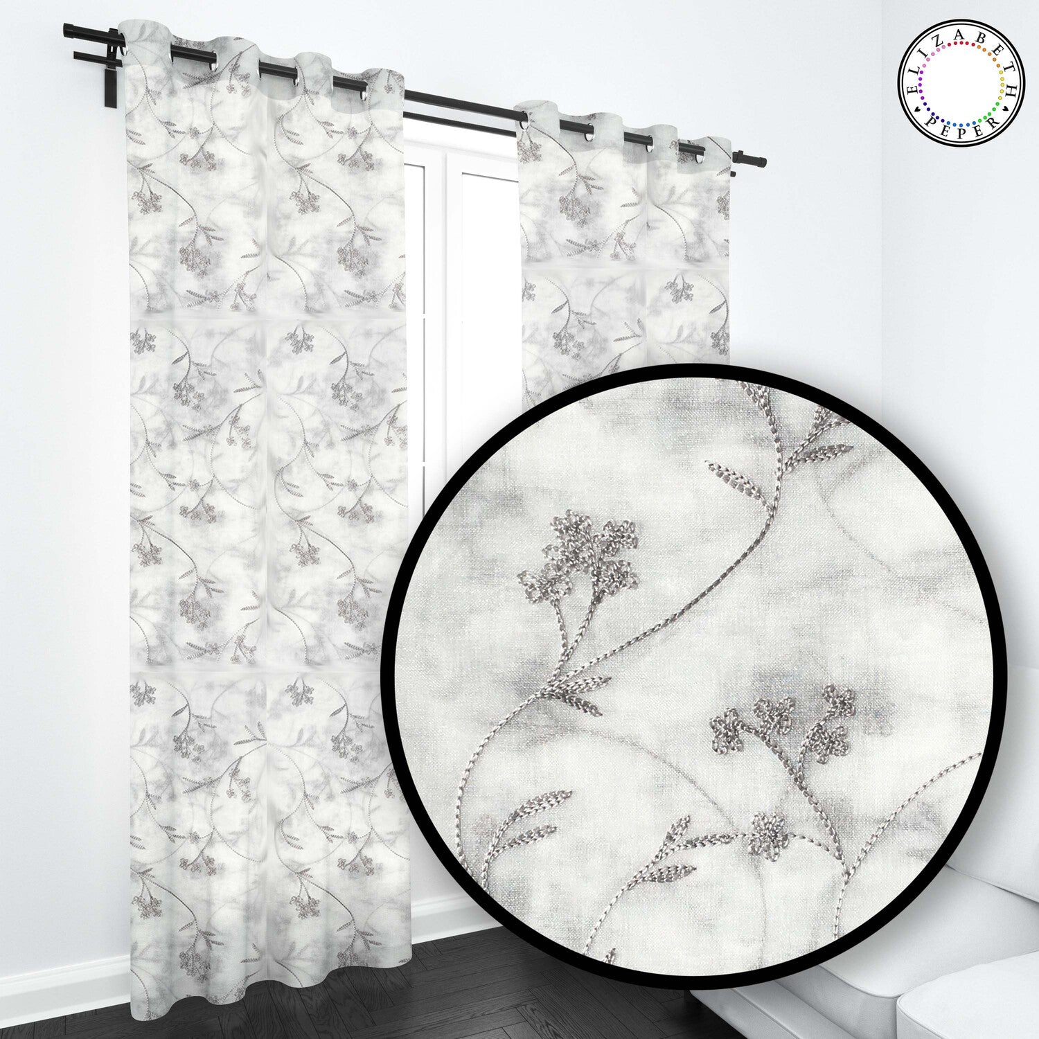 Set de Cortinas Visillo 2 Paños de 140 x 220 cm Gris