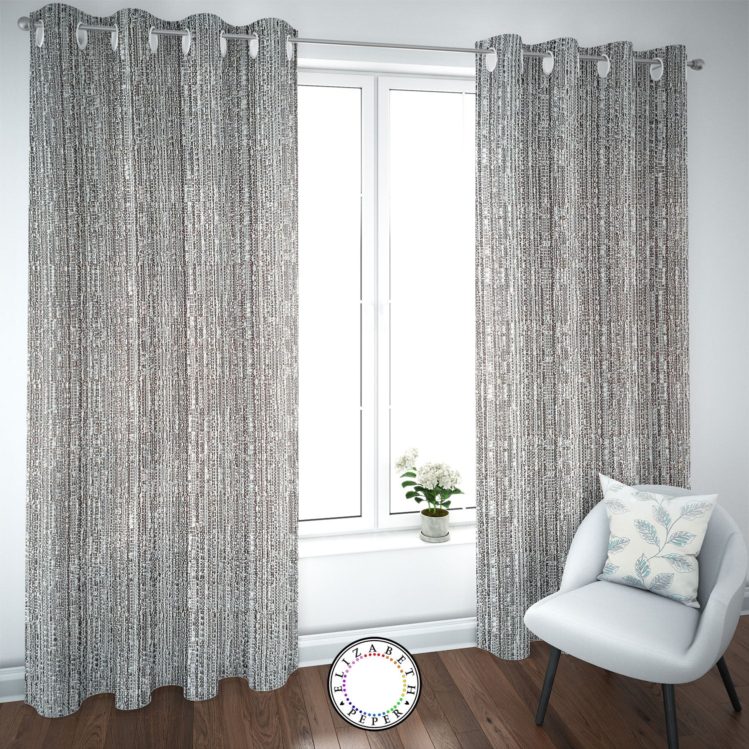 Set de Cortinas Hogar 2 Paños de 140 x 220 cm Gris