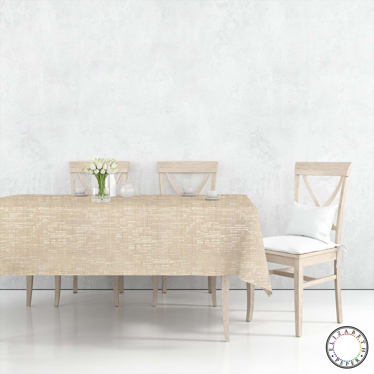 Mantel Para Mesa De Tela Color Textura Crema
