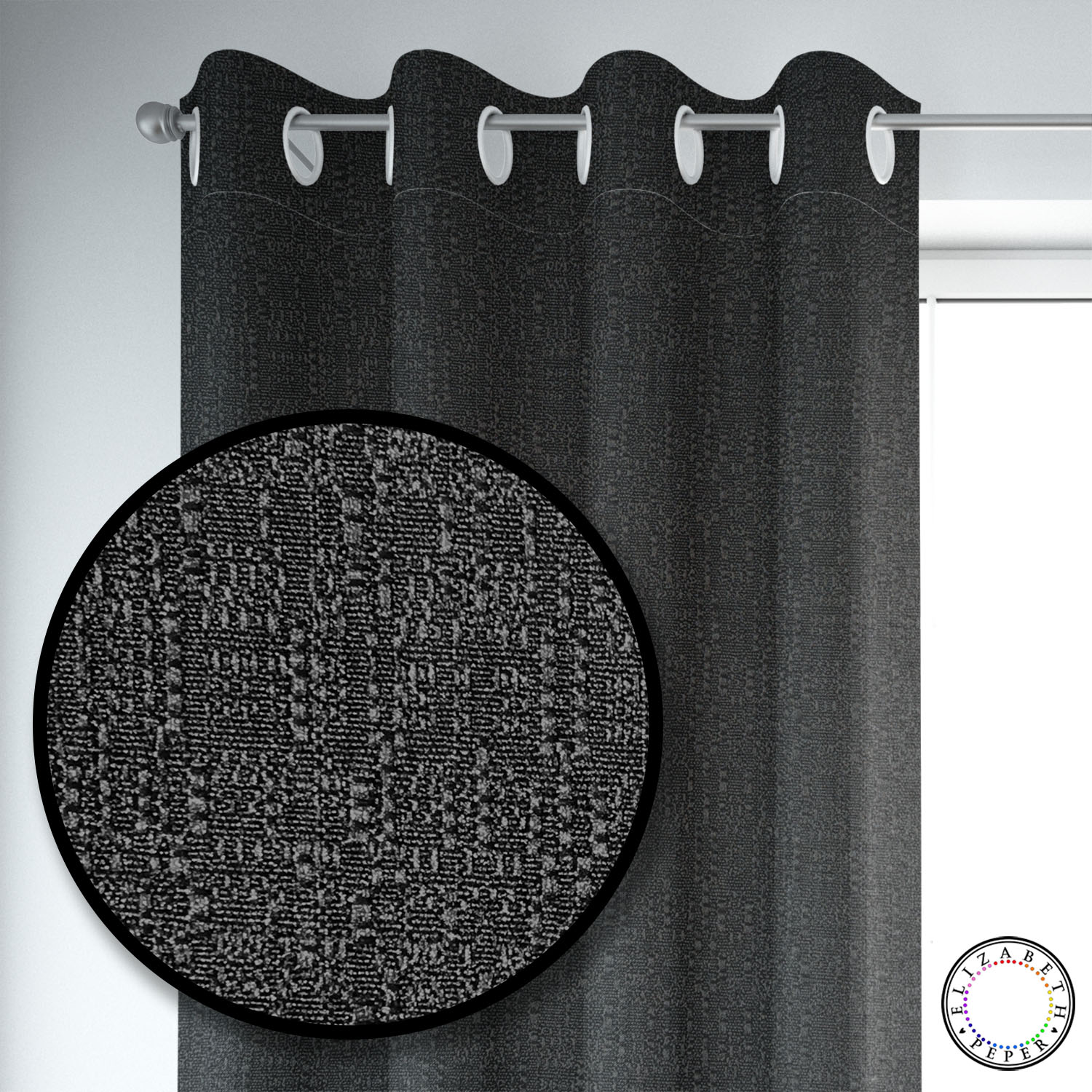 Set de Cortinas Hogar 2 Paños de 140 x 220 cm Negro