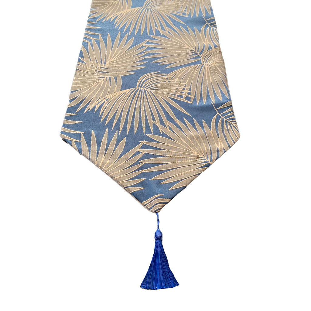 Camino De Mesa Con Diseño Azul y Dorado
