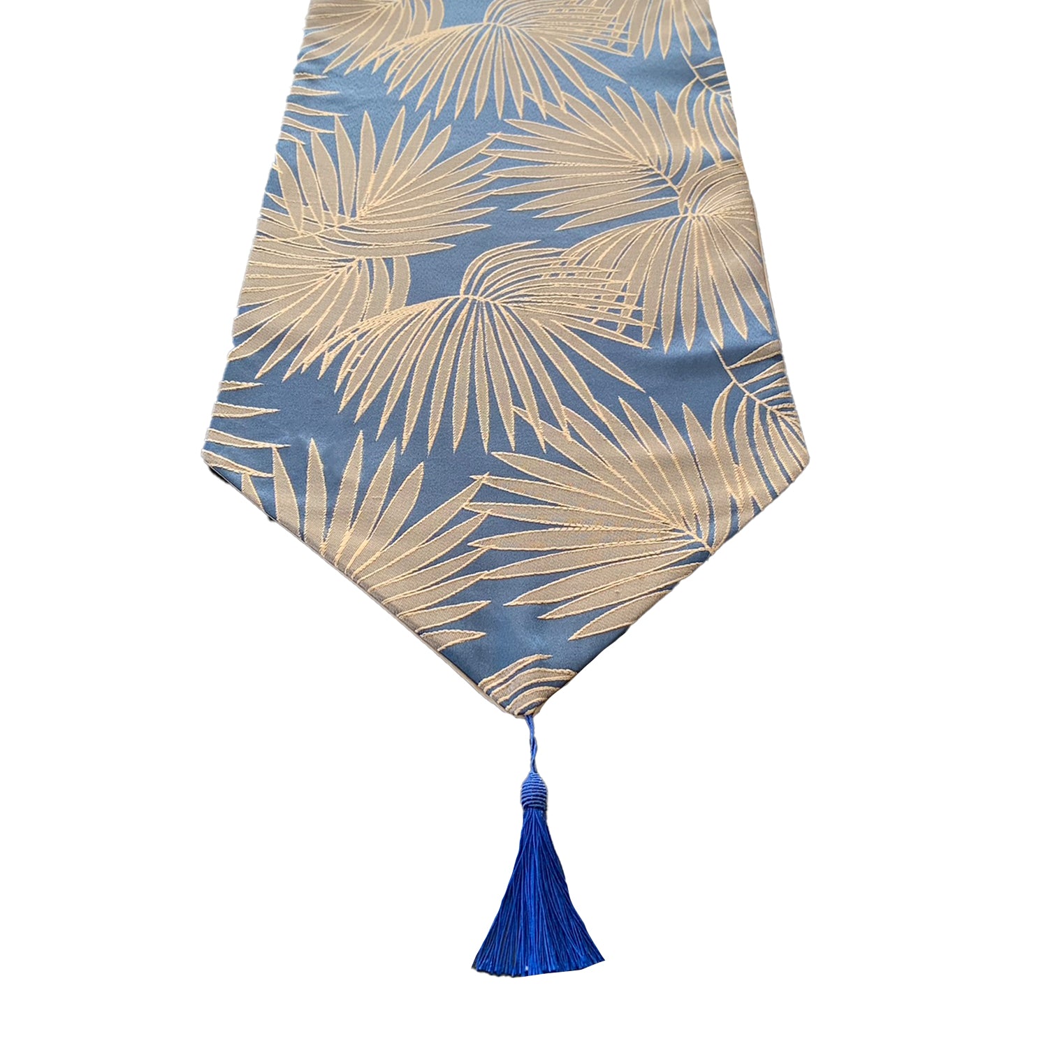 Camino De Mesa Con Diseño Azul y Dorado