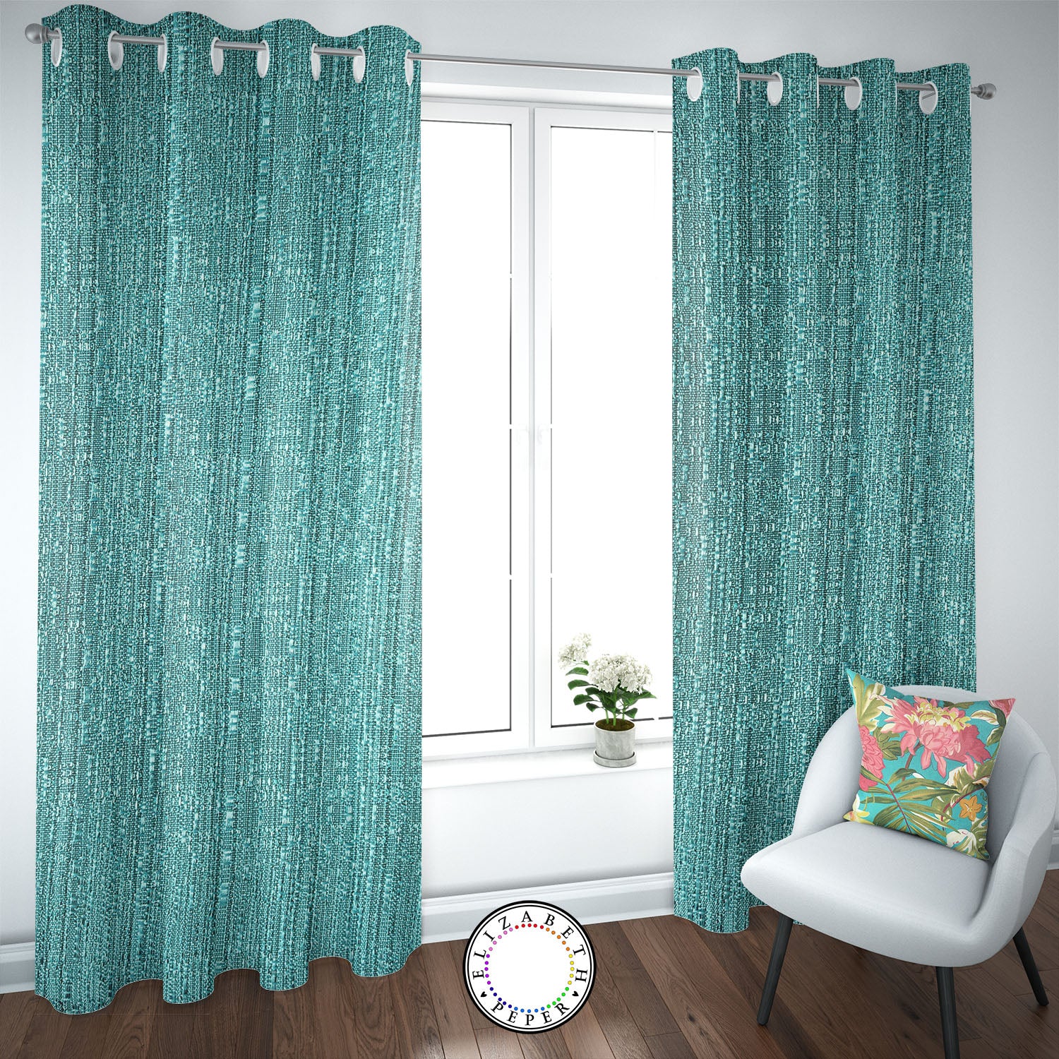 Set de Cortinas Hogar 2 Paños de 140 x 220 cm Turquesa