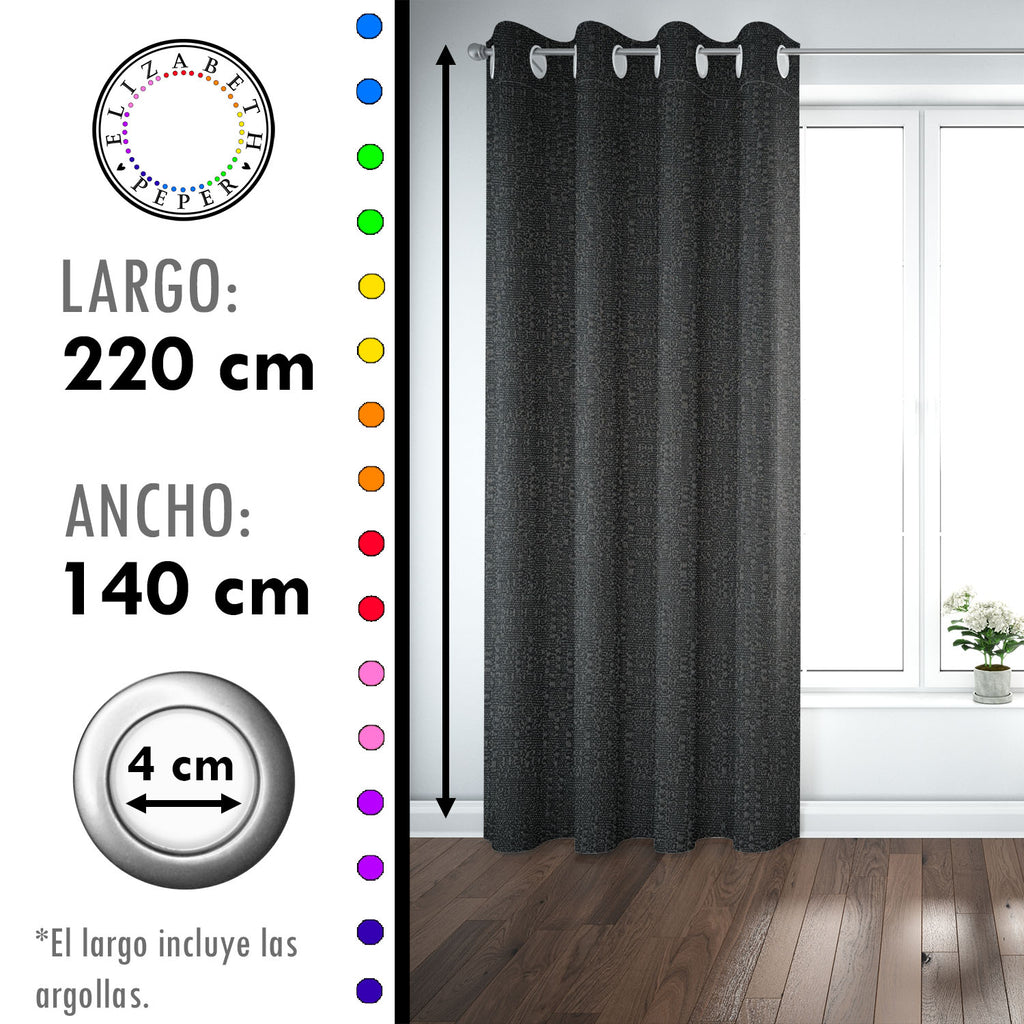 Set de Cortinas Hogar 2 Paños de 140 x 220 cm Negro