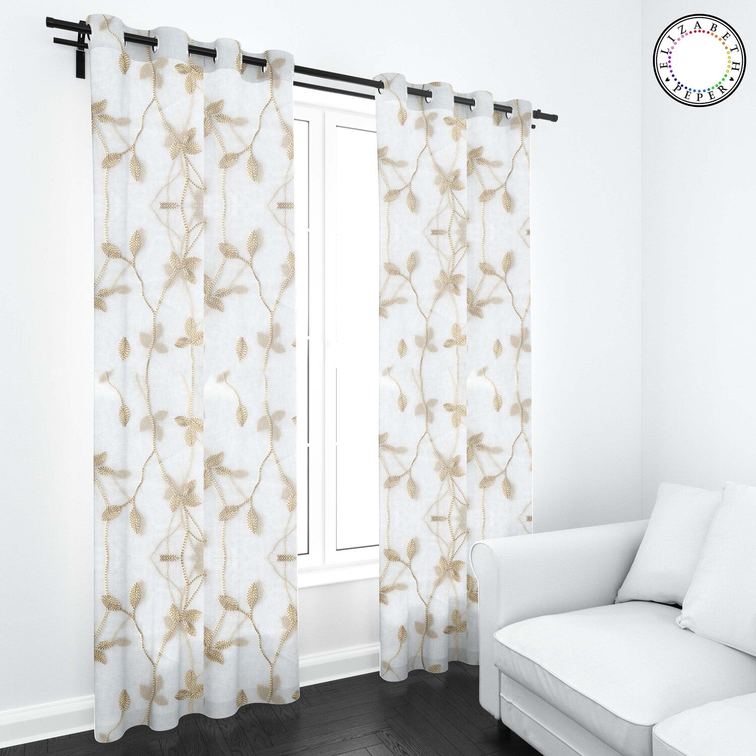 Set de Cortinas Visillo 2 Paños de 140 x 220 cm Dorado