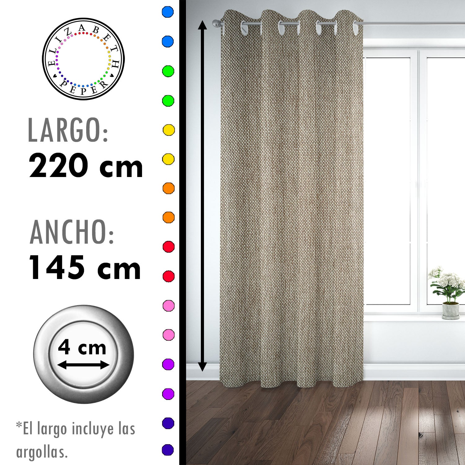 Set de Cortinas Textura Lino 2 Paños de 145 x 220 cm Beige