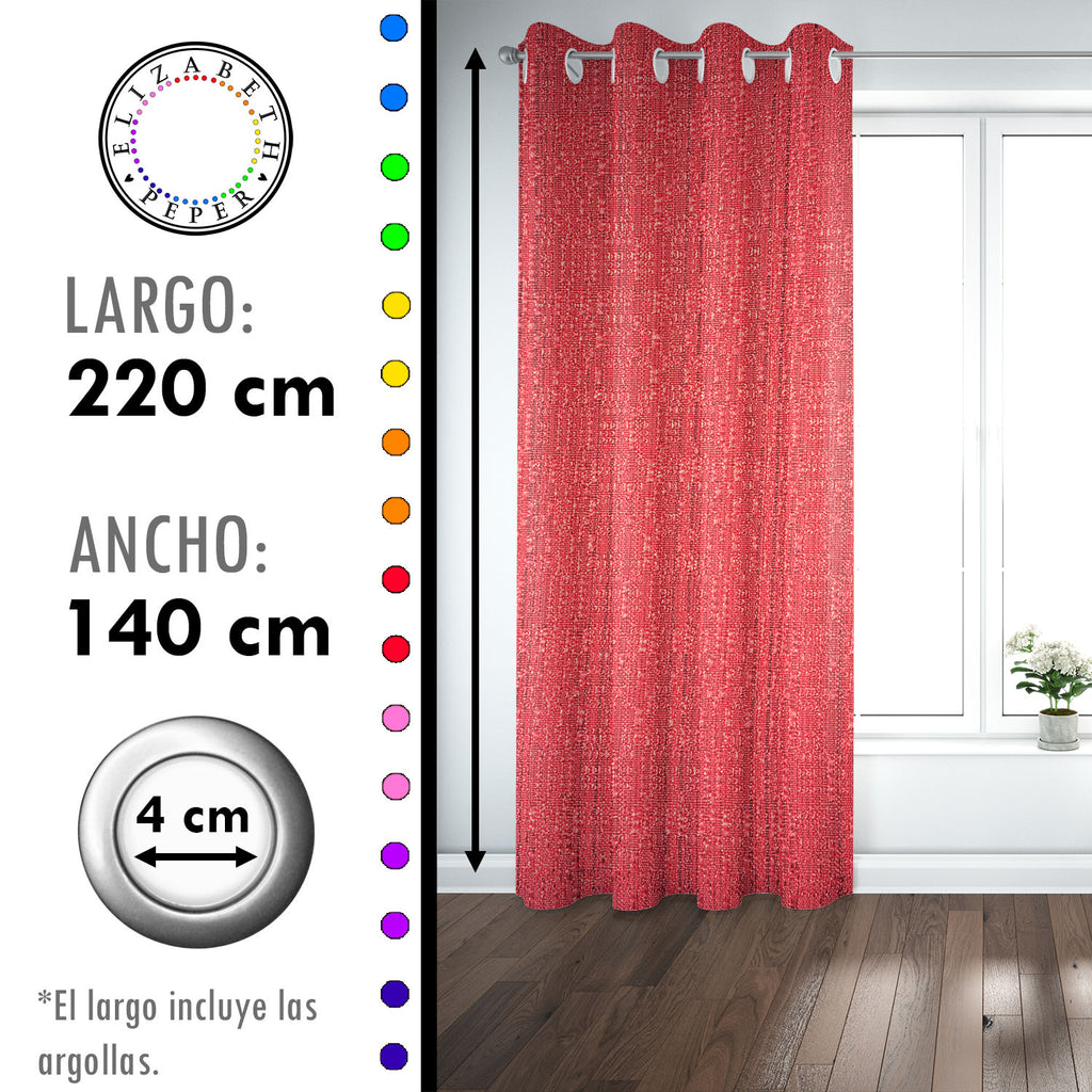 Set de Cortinas Hogar 2 Paños de 140 x 220 cm Rojo