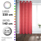 Set de Cortinas Hogar 2 Paños de 140 x 220 cm Rojo