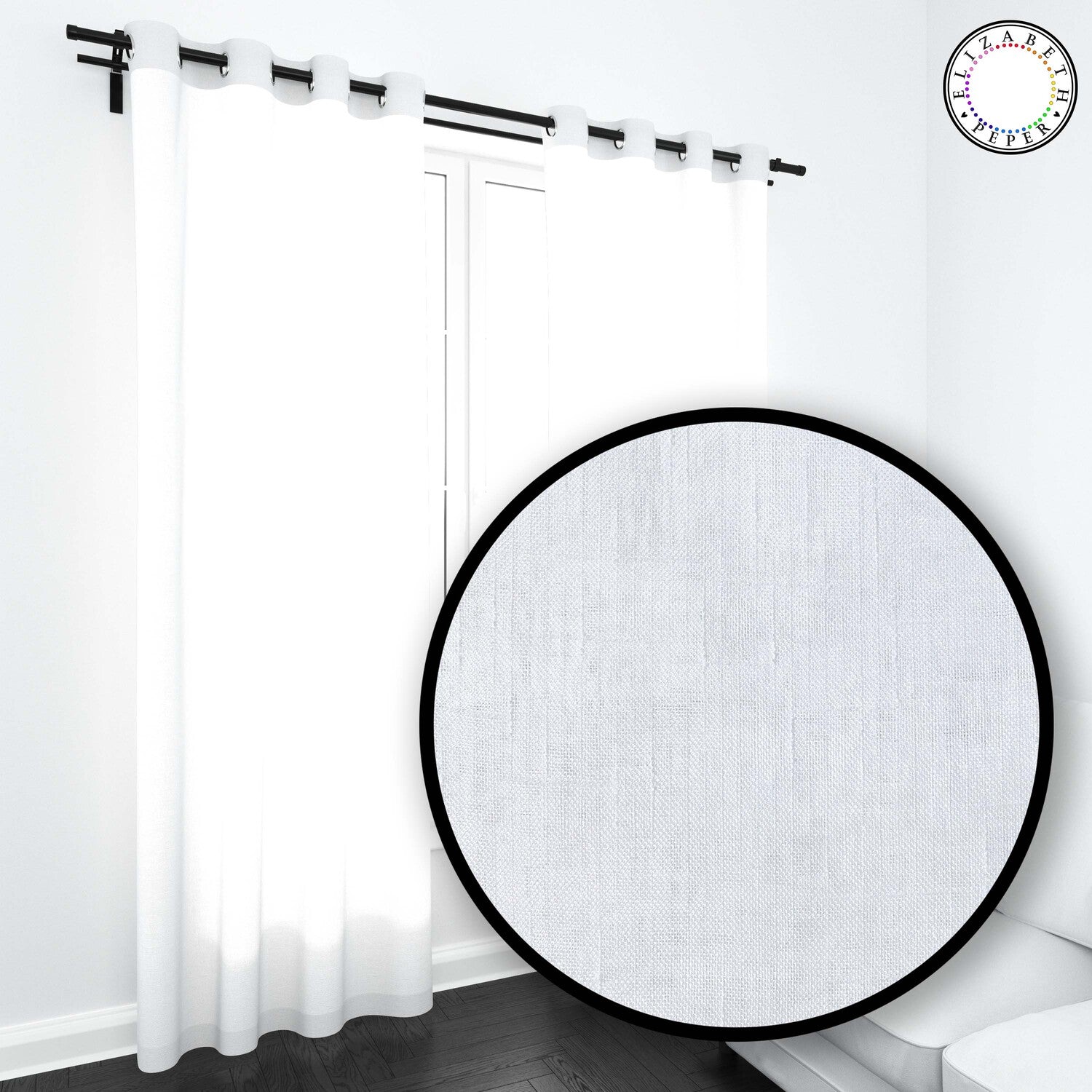 Set de Cortinas Visillo 2 Paños de 140 x 220 cm Blanco