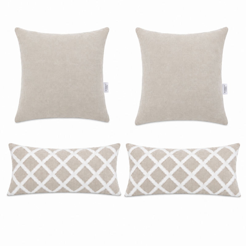 Pack Beige 4 cojines decorativos con relleno Elizabeth Peper
