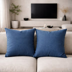Funda Cojin Decorativo Diseño Lino Azul
