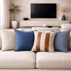 Funda Cojin Decorativo Diseño Lino Azul