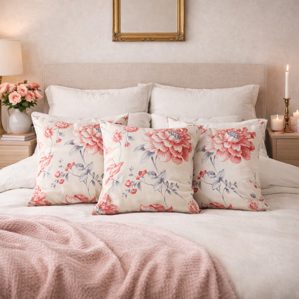 Funda Cojin Decorativo Diseño Rosa Serena