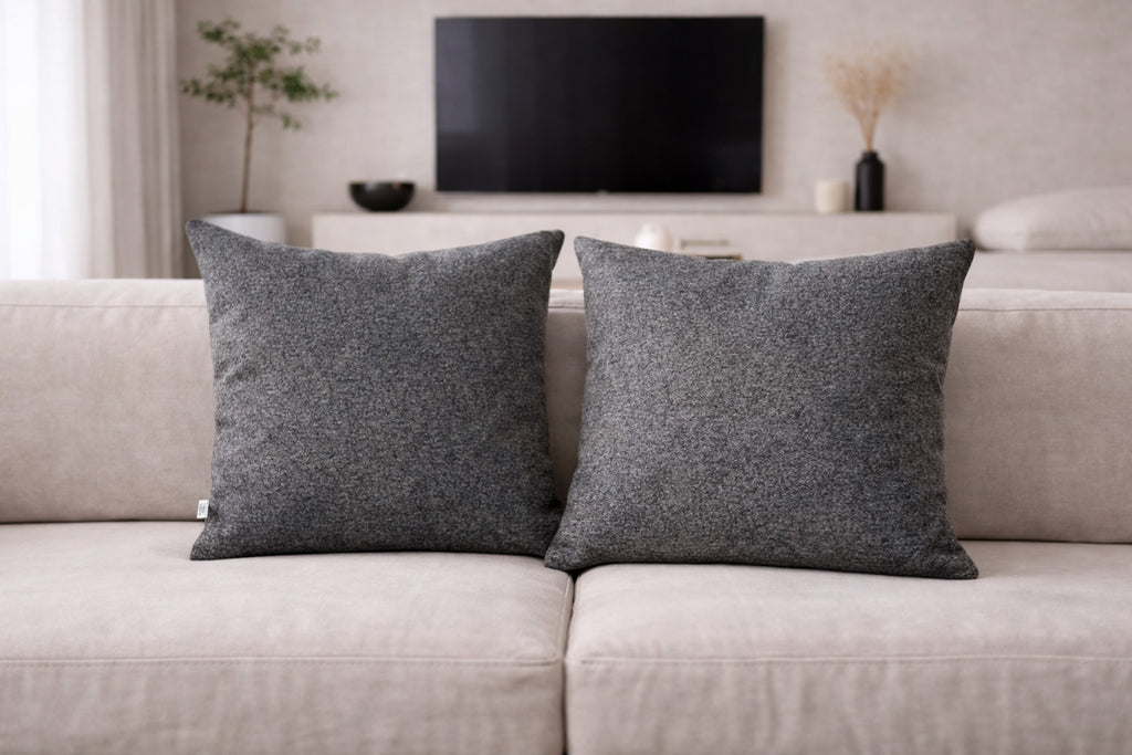 Funda Cojin Decorativo Diseño Lino Gris