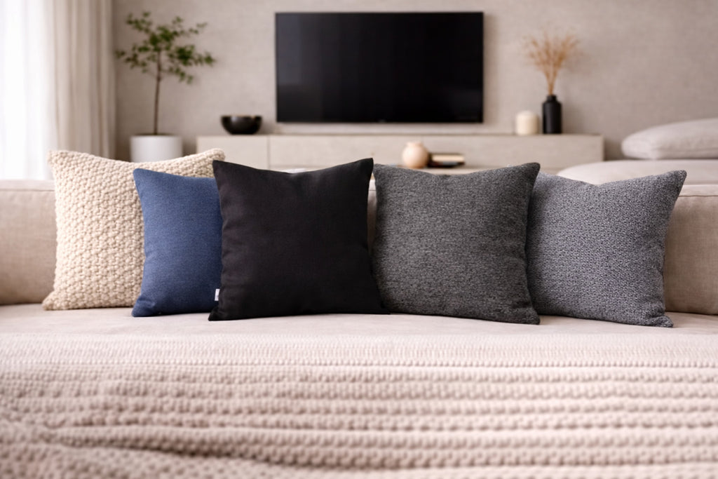 Funda Cojin Decorativo Diseño Lino Negro