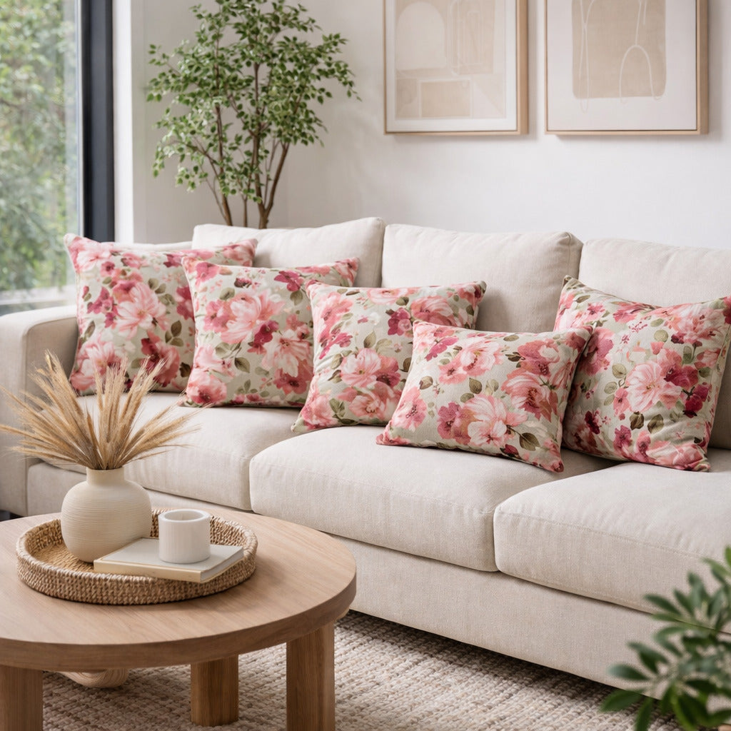 Funda Cojin Decorativo Diseño Floraria Rosa