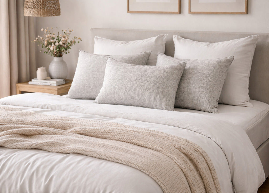 Funda Cojin Decorativo Diseño Lino Blanco