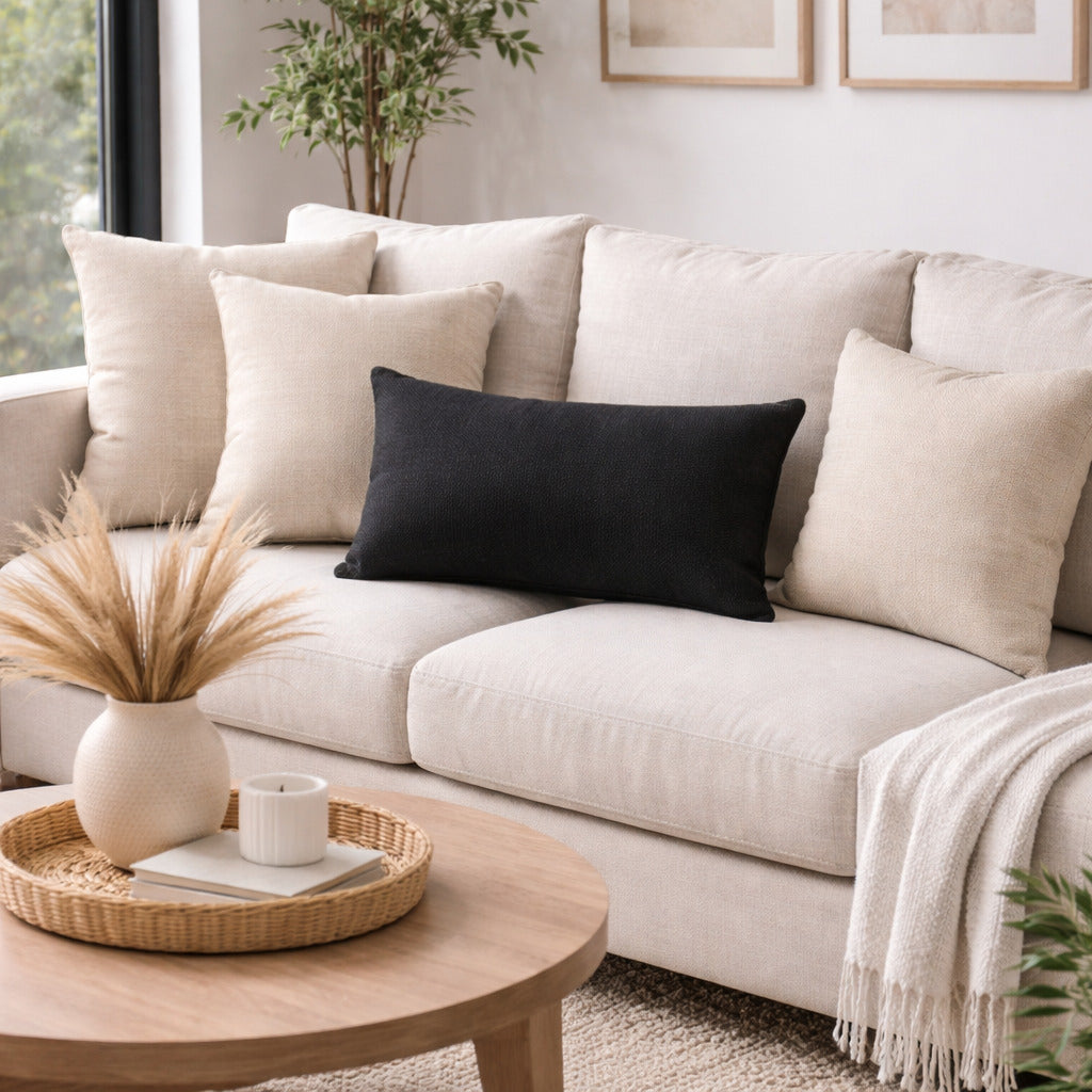 Funda Cojin Decorativo Diseño Lino Negro