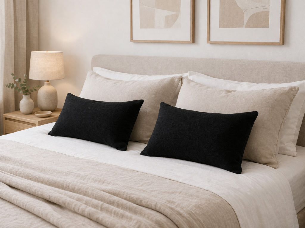 Funda Cojin Decorativo Diseño Lino Negro