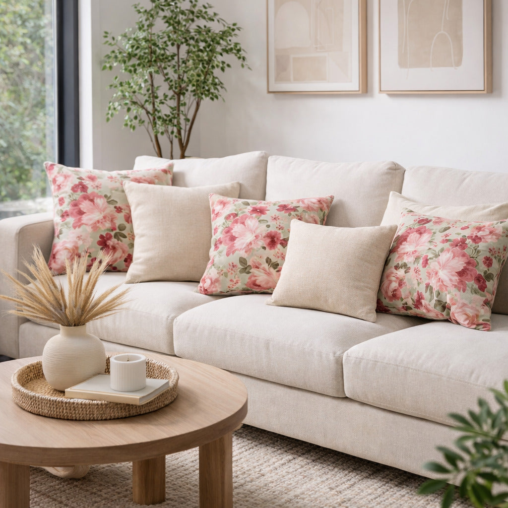 Funda Cojin Decorativo Diseño Floraria Rosa