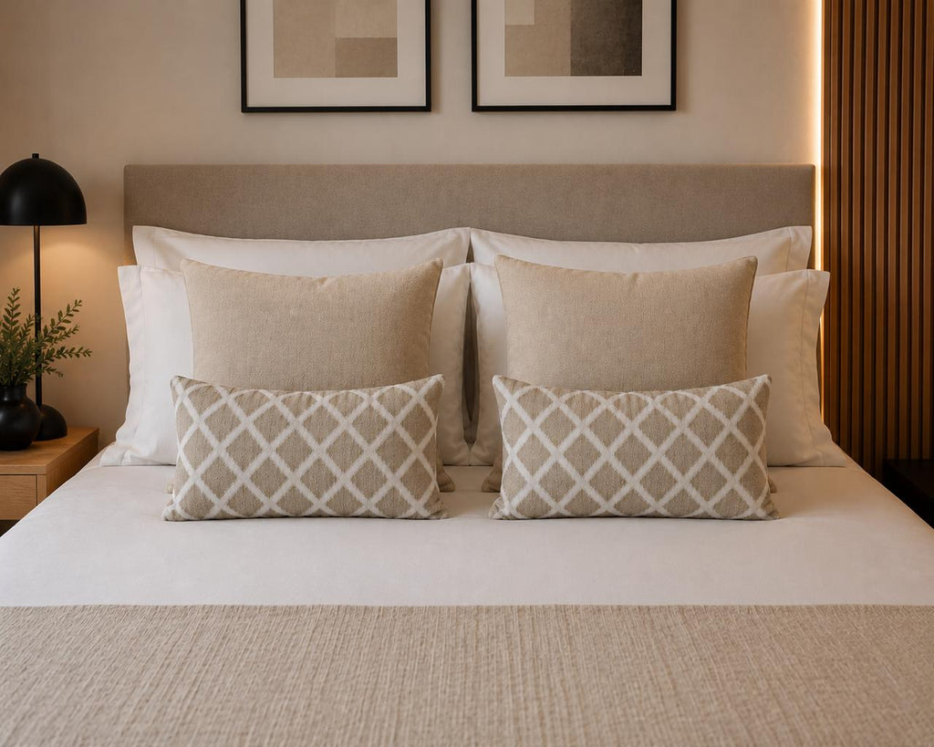 Pack Beige 4 Cojines Decorativos con Relleno