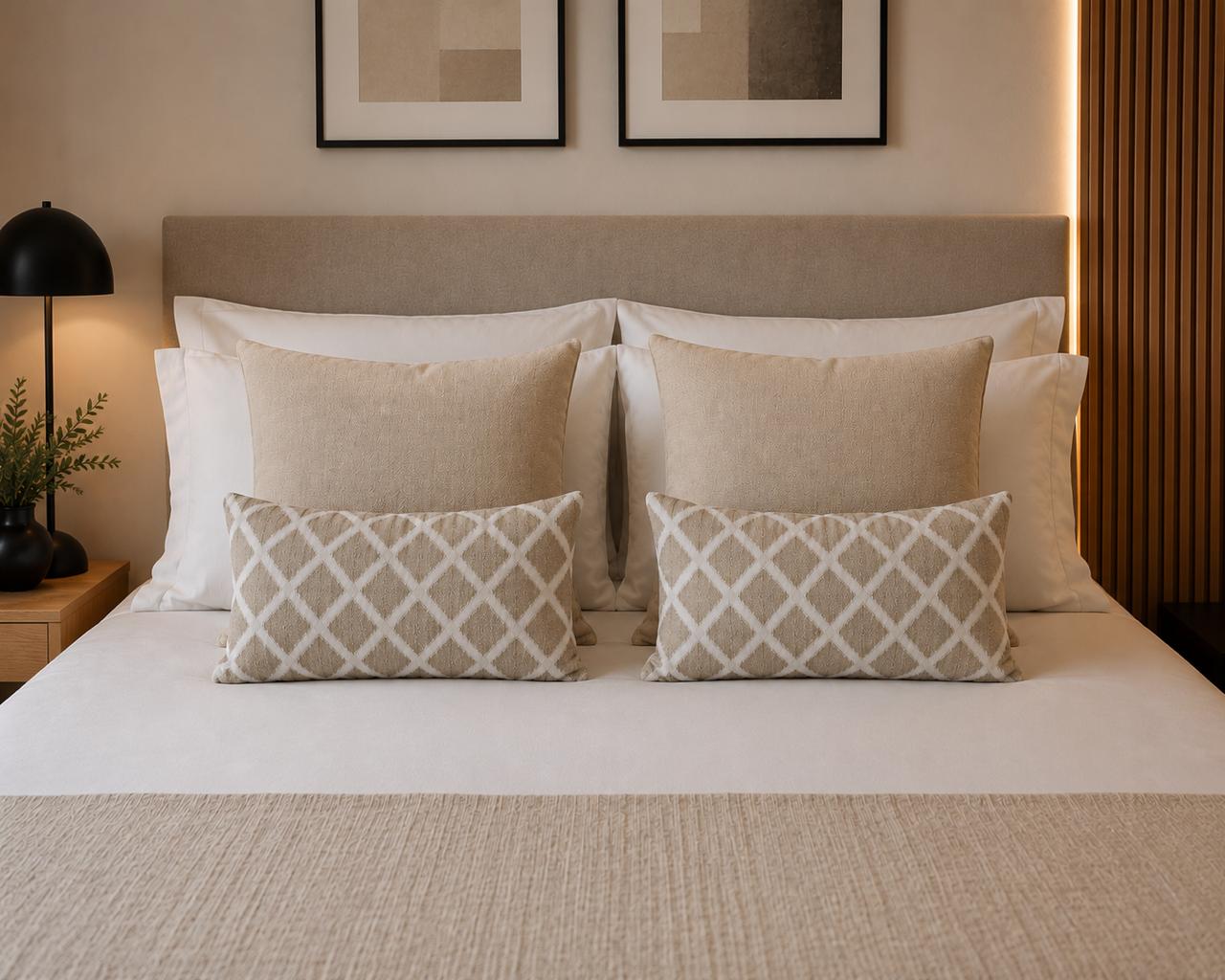 Pack Beige 4 Cojines Decorativos con Relleno