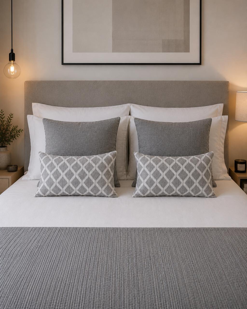 Pack Gris 4 Cojines Decorativos con Relleno