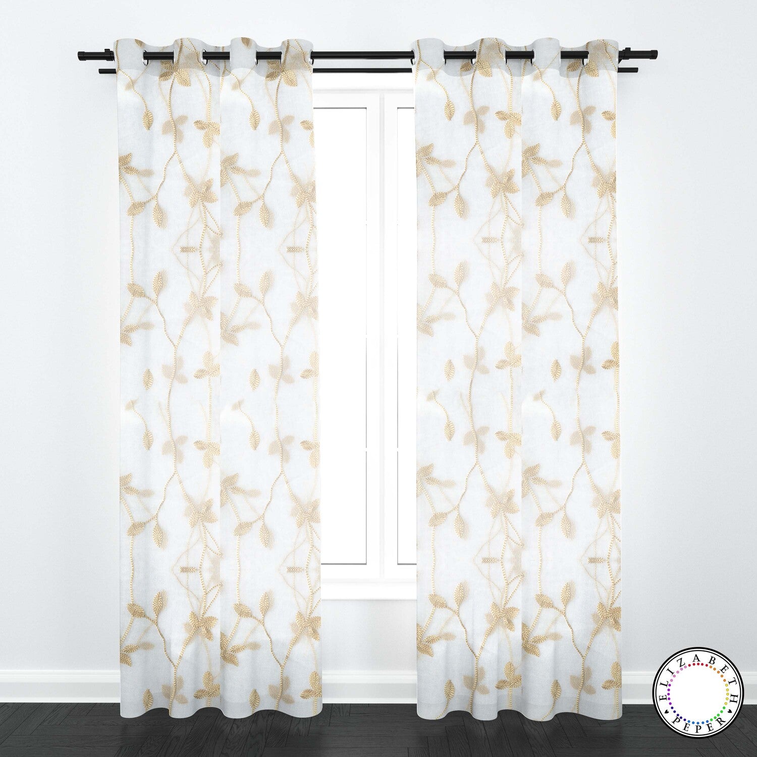 Set de Cortinas Visillo 2 Paños de 140 x 220 cm Dorado