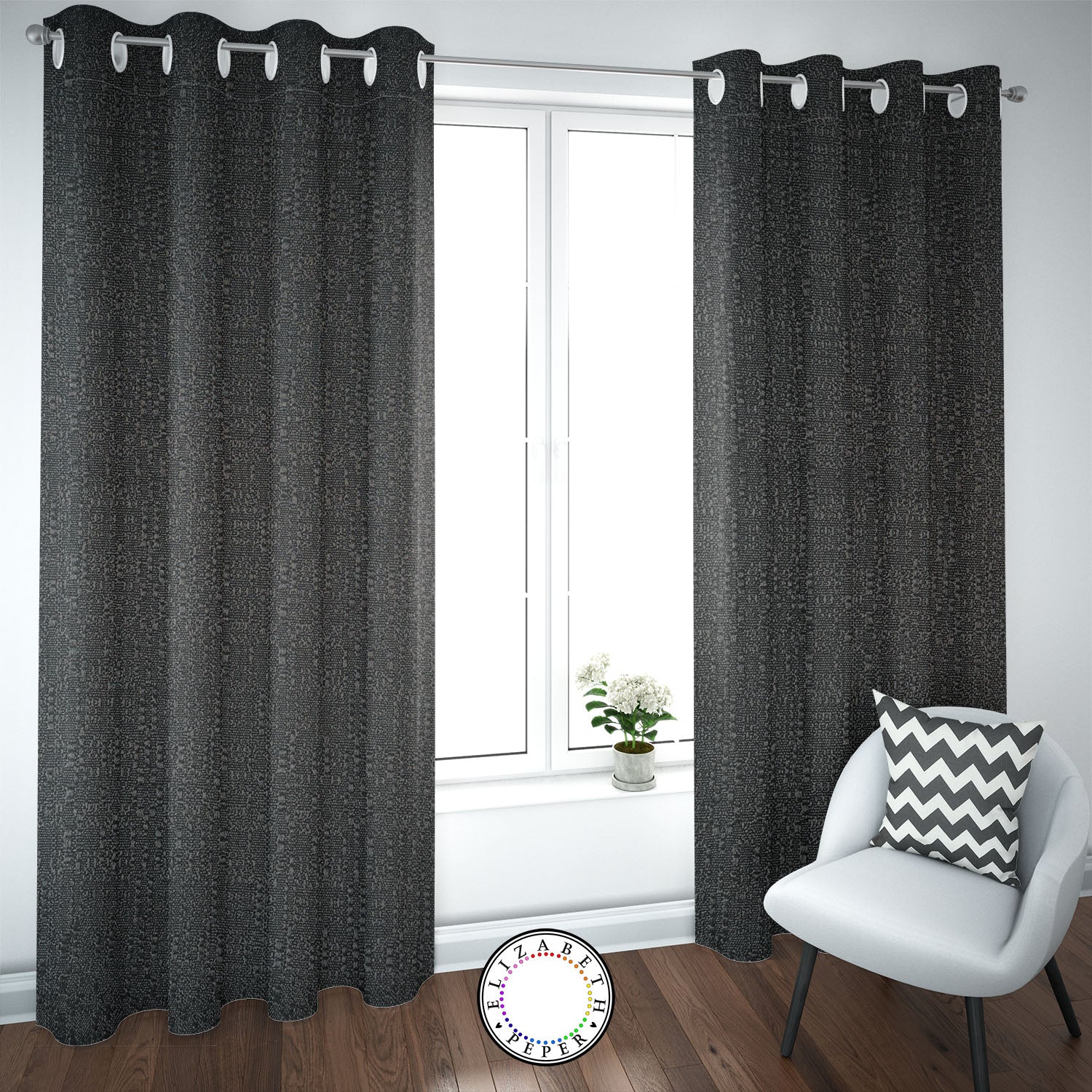 Set de Cortinas Hogar 2 Paños de 140 x 220 cm Negro