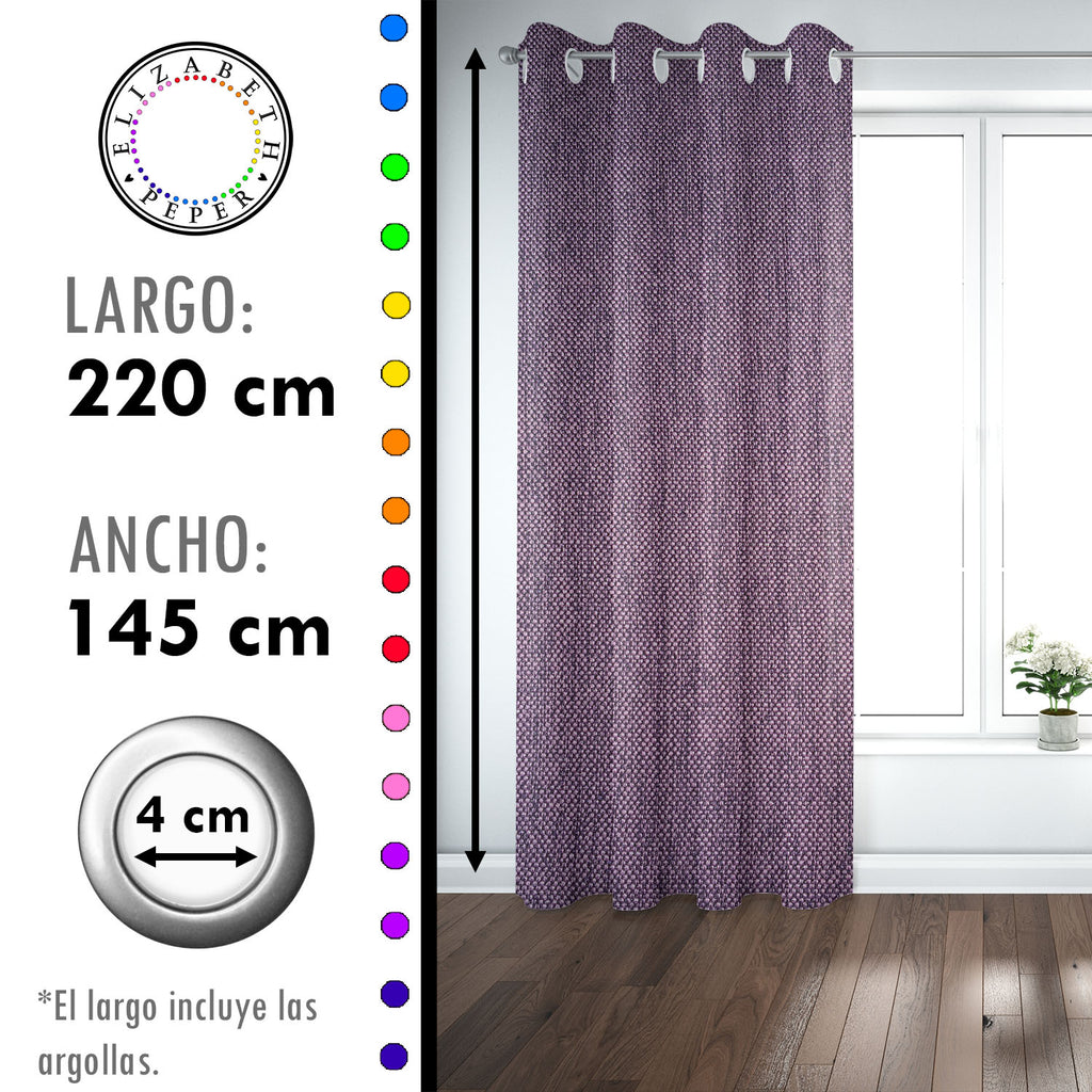 Set de Cortinas Textura Lino 2 Paños de 145 x 220 cm Morado