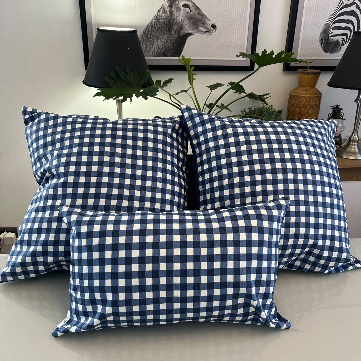 Funda Cojin Decorativo Diseño Rayas Azul