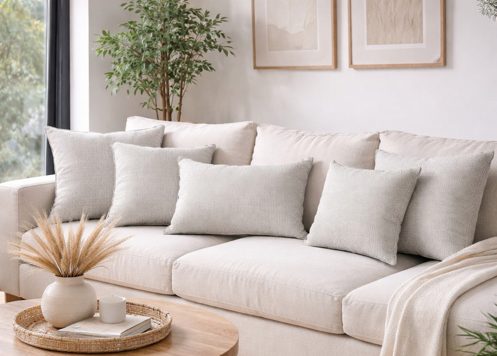 Funda Cojin Decorativo Diseño Lino Blanco