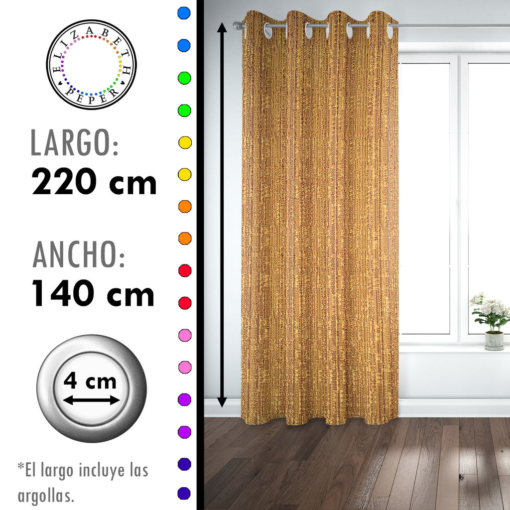 Set de Cortinas Hogar 2 Paños de 140 x 220 cm Dorado