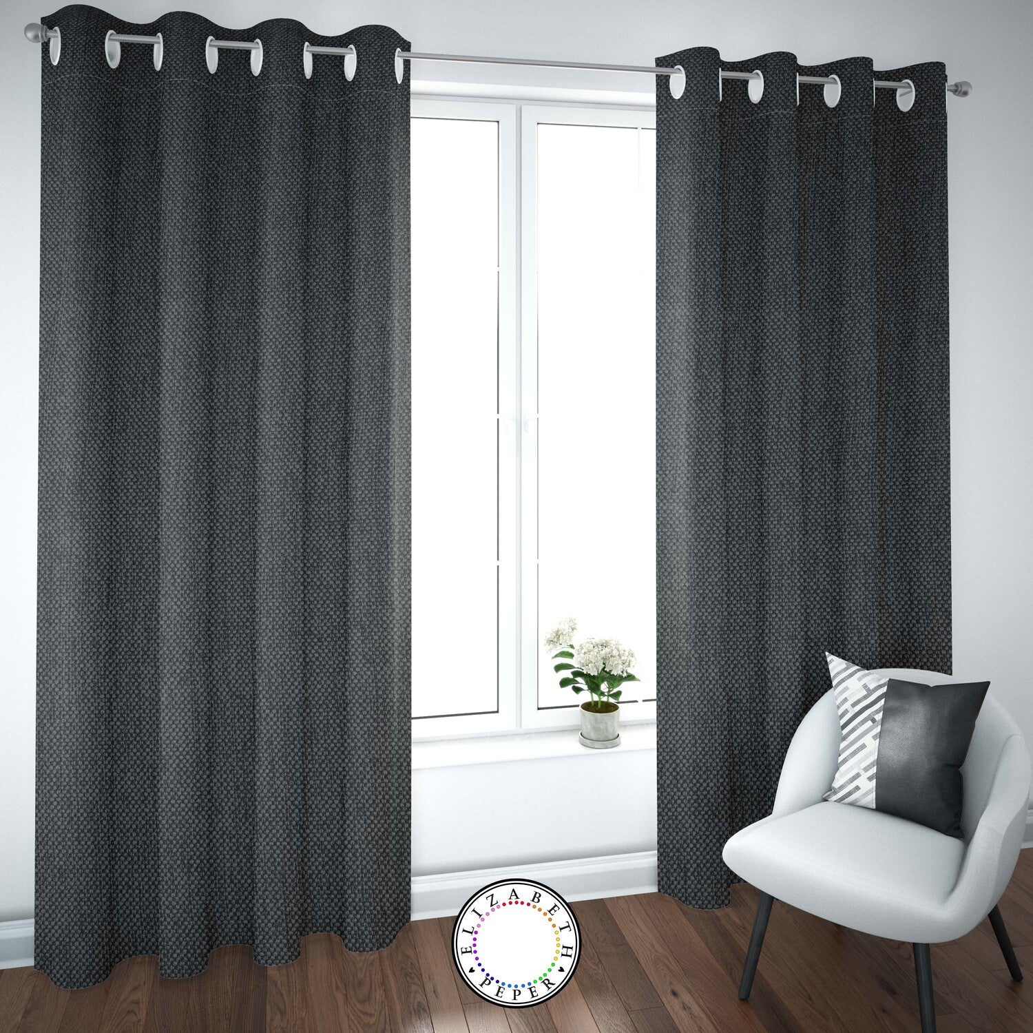 Set de Cortinas Textura Lino 2 Paños de 145 x 220 cm Negro