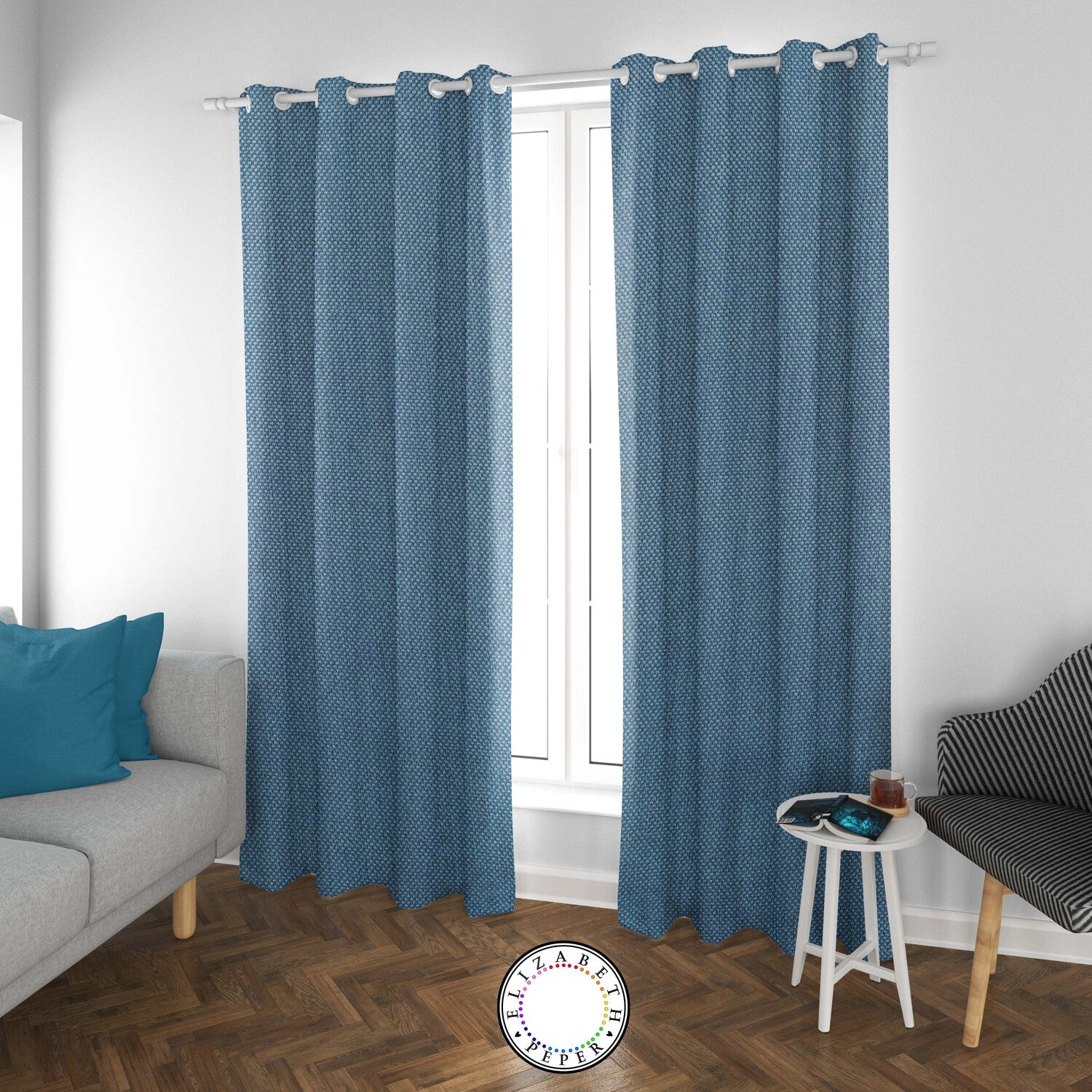 Set de Cortinas Textura Lino 2 Paños de 145 x 220 cm Azul