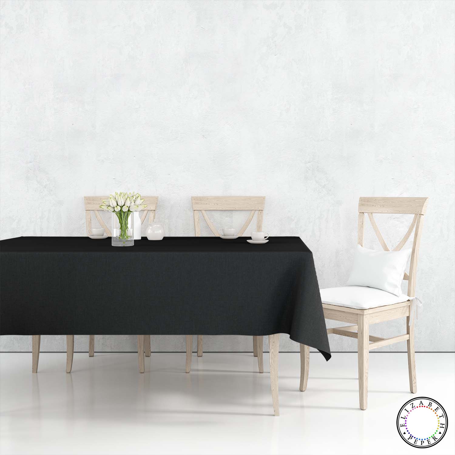 Mantel Para Mesa De Tela Color Negro