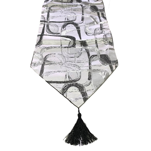 Camino De Mesa Con Diseño Gris con Negro