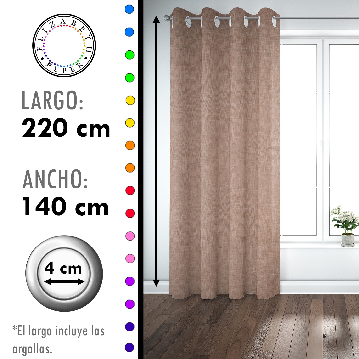 Set de Cortinas Blackout 2 Paños de 140 x 220 cm Crema