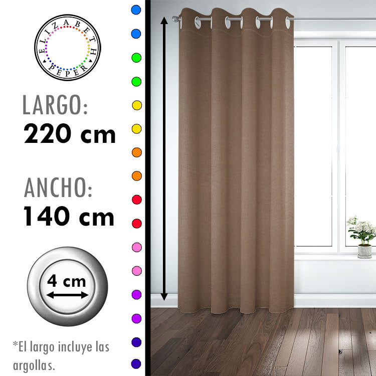 Set de Cortinas Blackout 2 Paños de 140 x 220 cm Café
