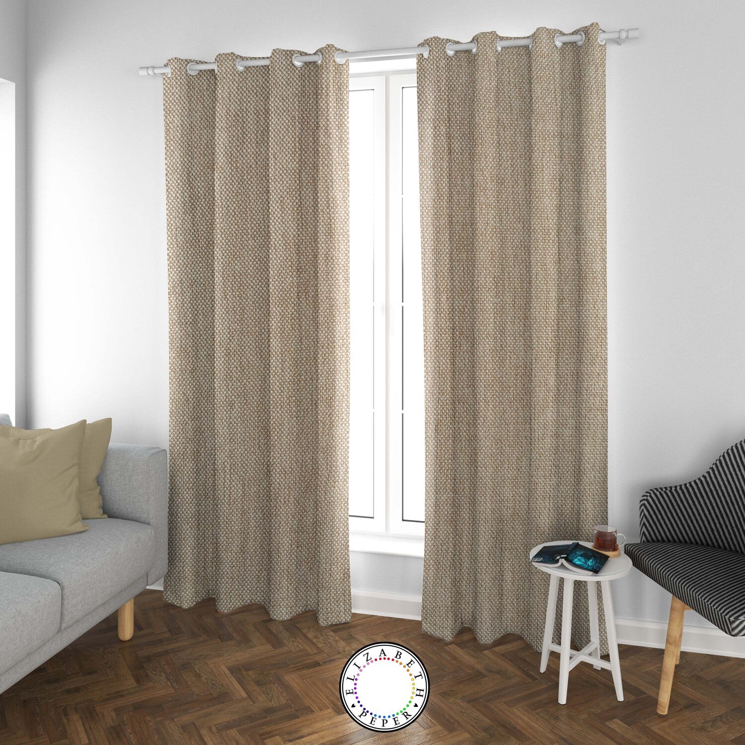 Set de Cortinas Textura Lino 2 Paños de 145 x 220 cm Beige