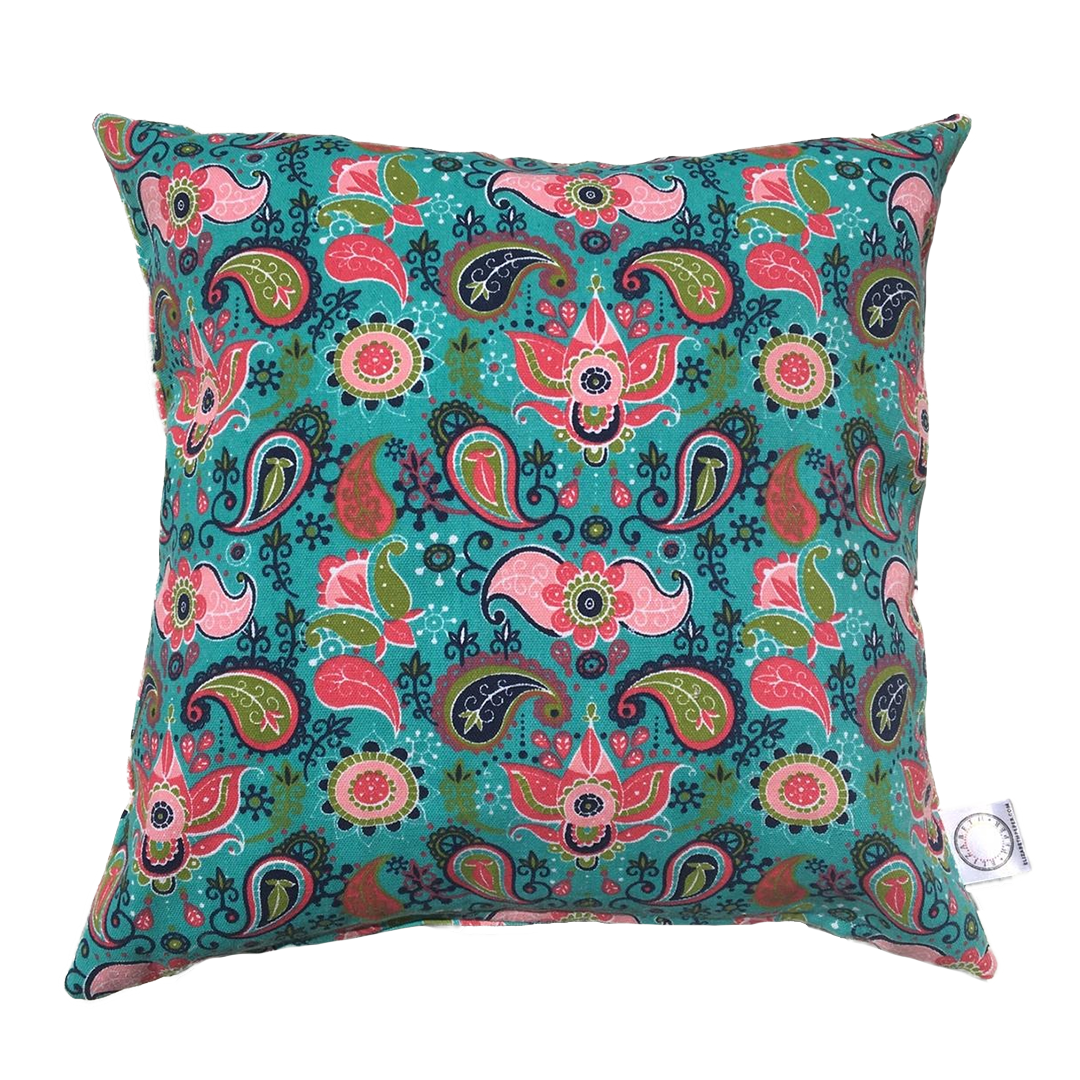 Funda Cojín Decorativo diseño Turquesa con Rosa