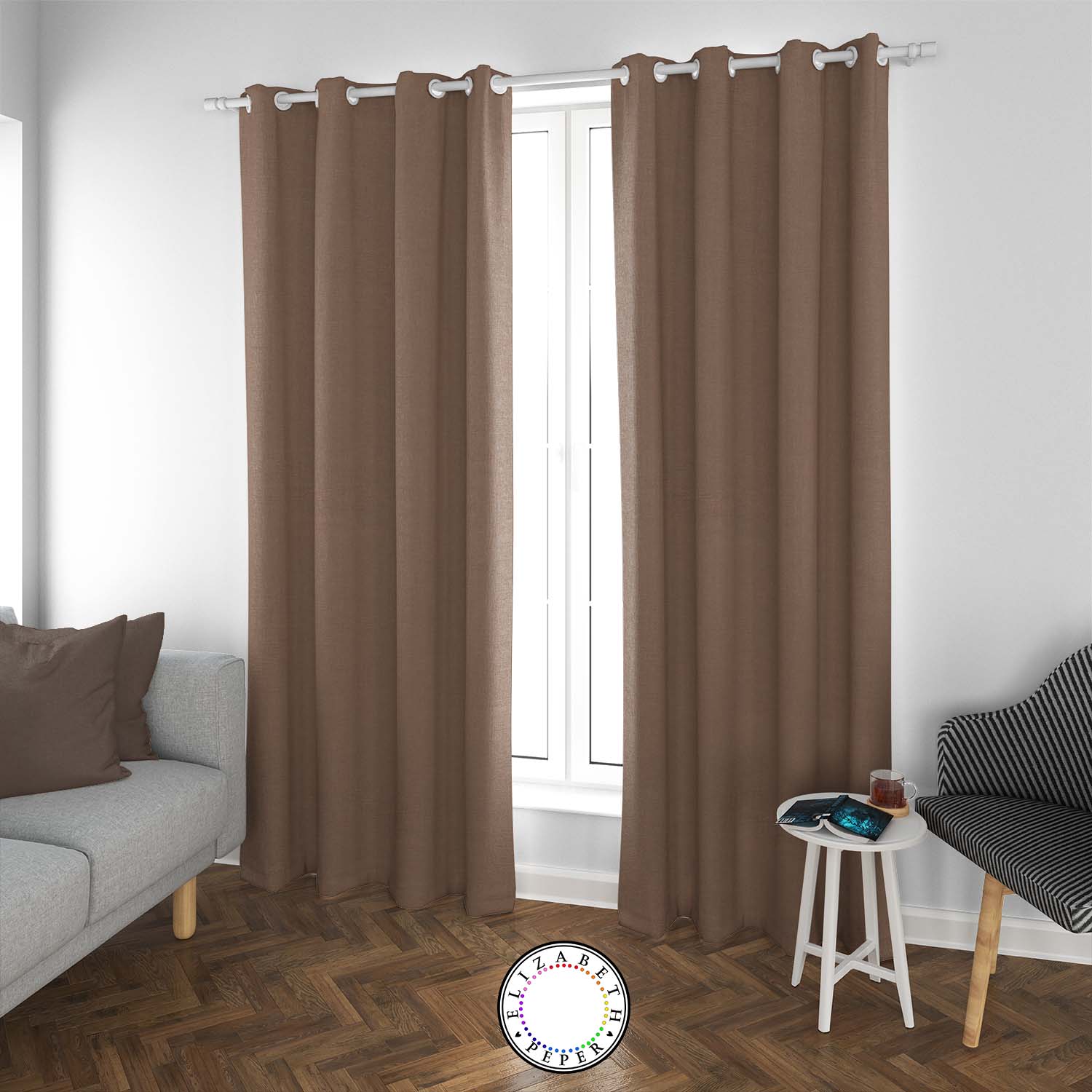 Set de Cortinas Blackout 2 Paños de 140 x 220 cm Café
