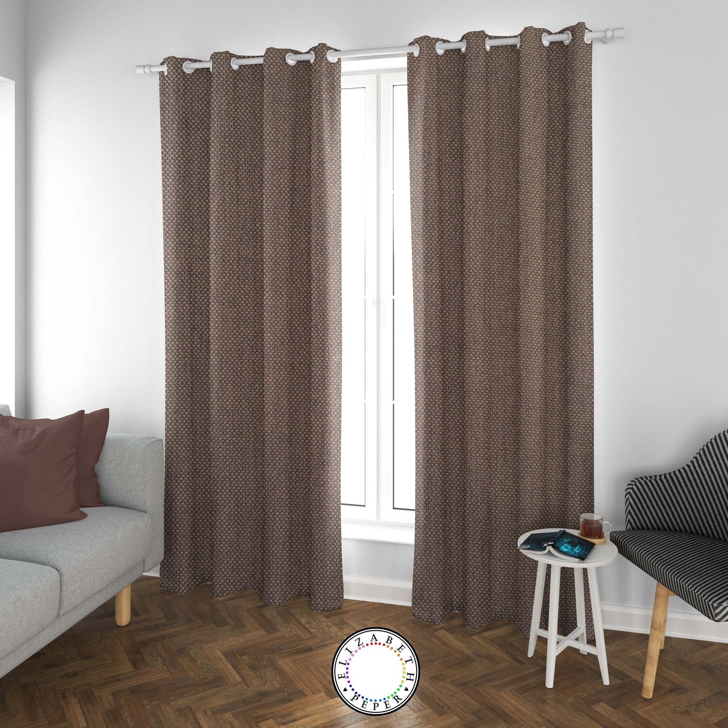 Set de Cortinas Textura Lino 2 Paños de 145 x 220 cm Café
