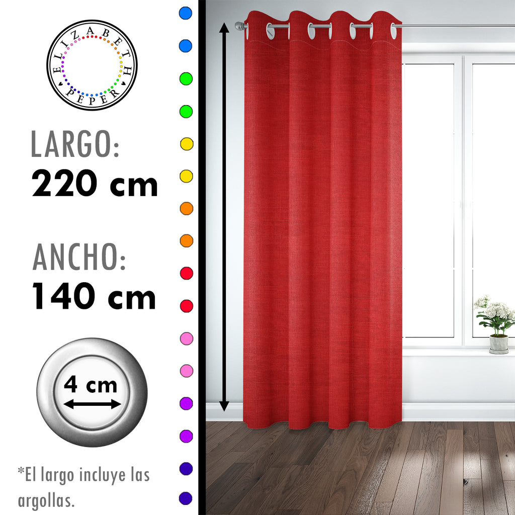 Set de Cortinas Blackout 2 Paños de 140 x 220 cm Rojo