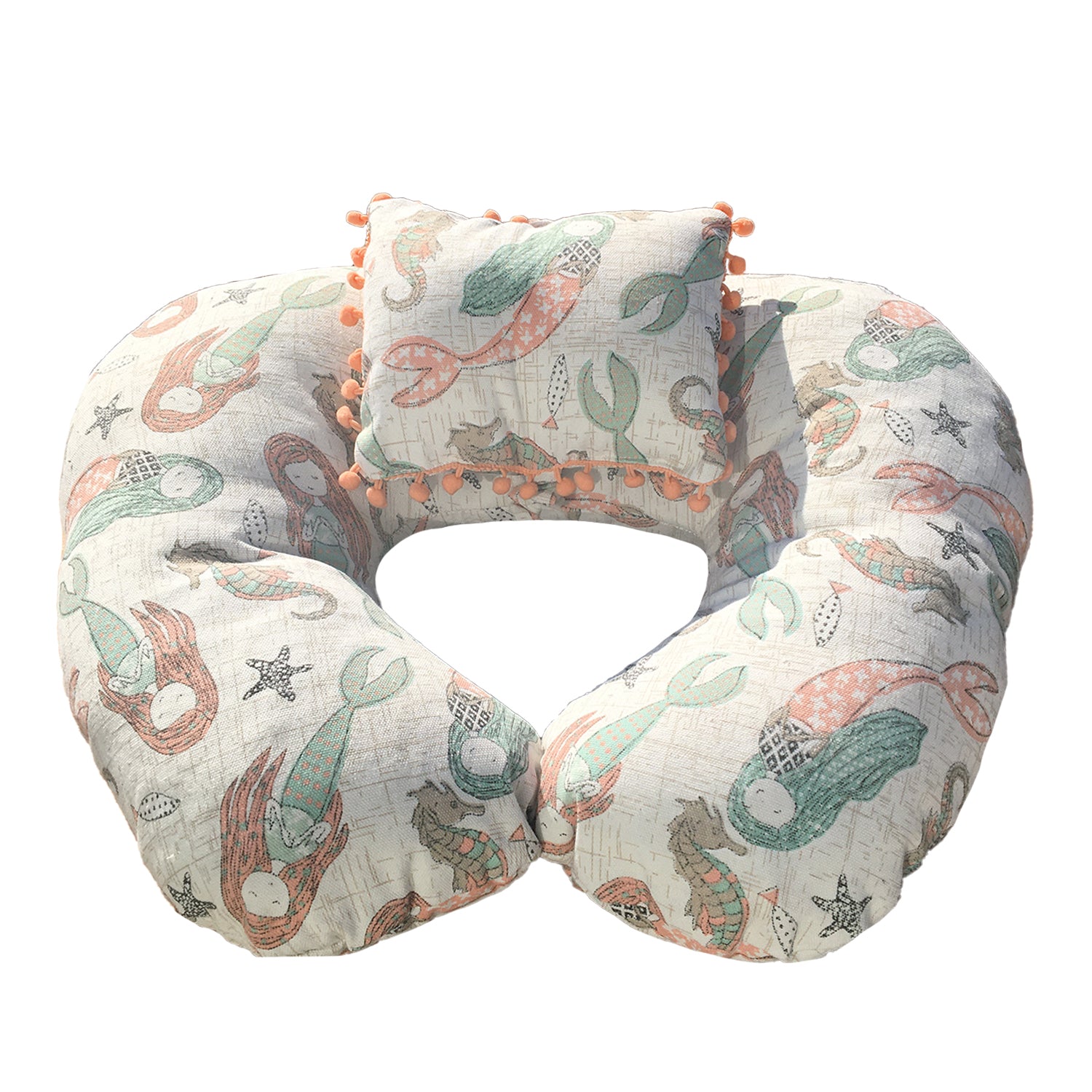 Cojin Para Embarazada Y Lactancia Diseño Beige Y Naranja